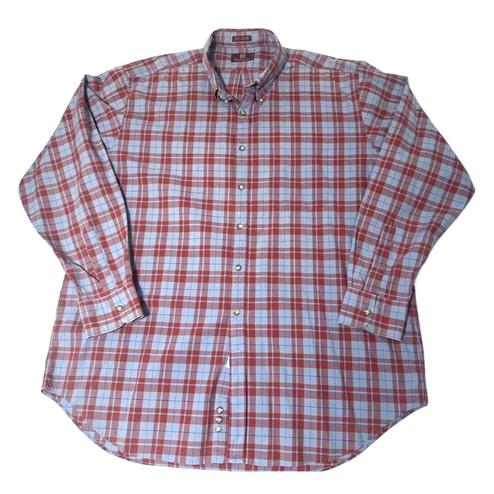 Nordstrom Button Up Shirt Men XXL Red Blue Plaid Long Sleeve Casual